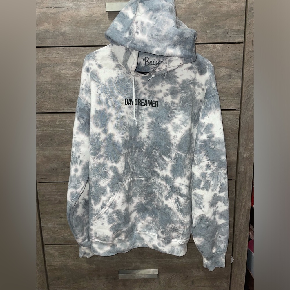 Gray and White Tie Dye Hoodie - Picture 1 of 5